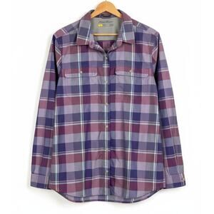 Eddie Bauer Womens XLT Travex Outdoors Gorpcore Hiking Plaid Roll Tab Shirt